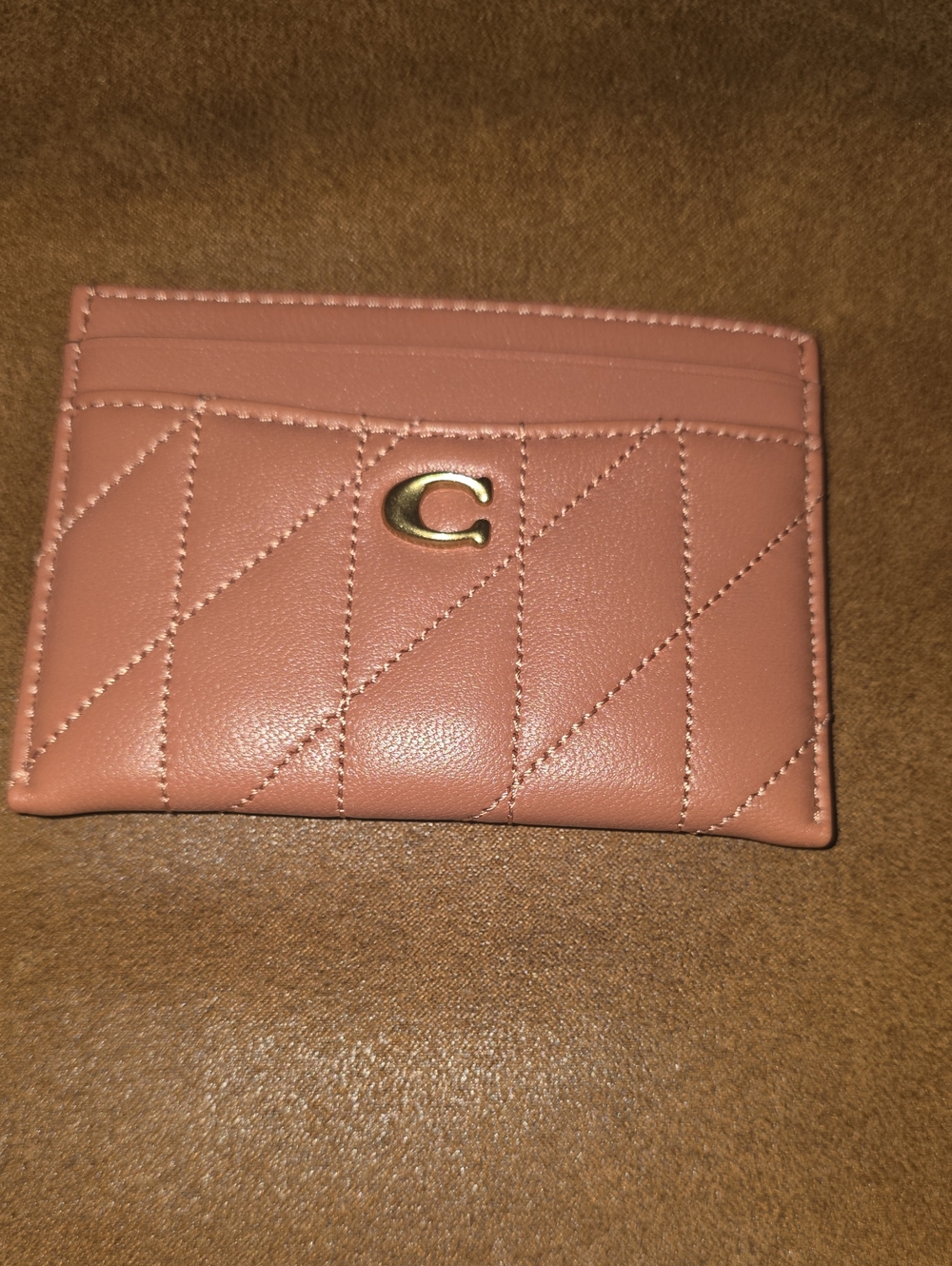 Authentic Coach Quilted Card Holder - Dusty Rose
